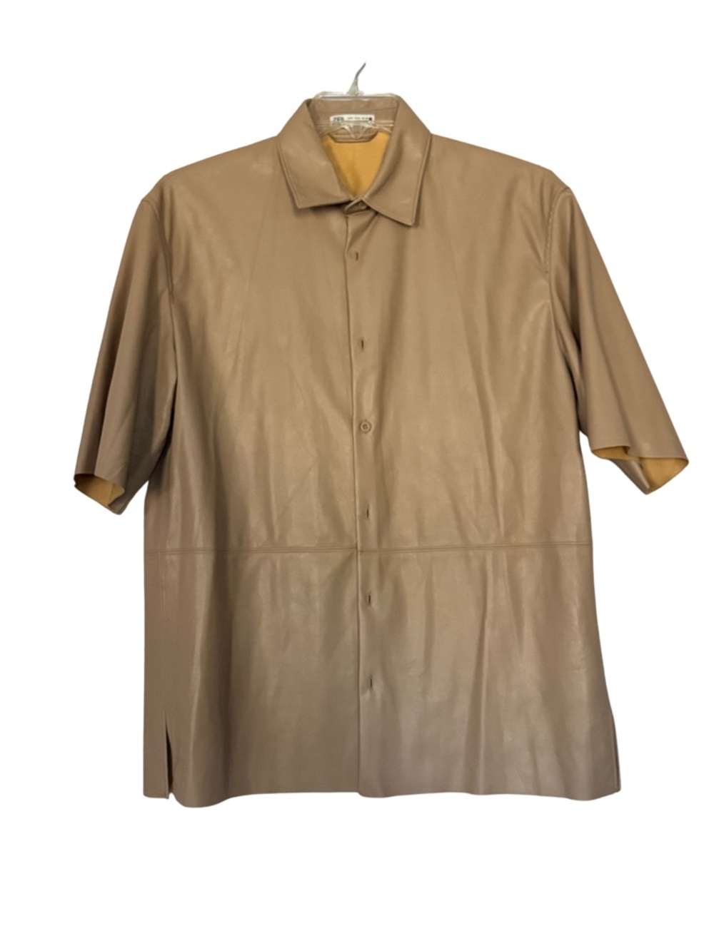 Short-Sleeve Vegan Leather Button-Up Set